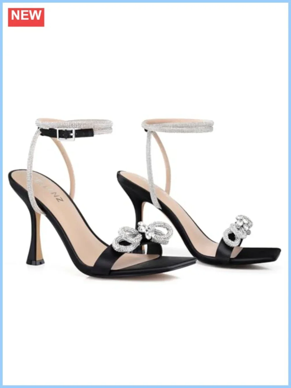 Rhinestone Ankle Strap Stiletto Heeled Sandals Women Sparkly Party Shoes